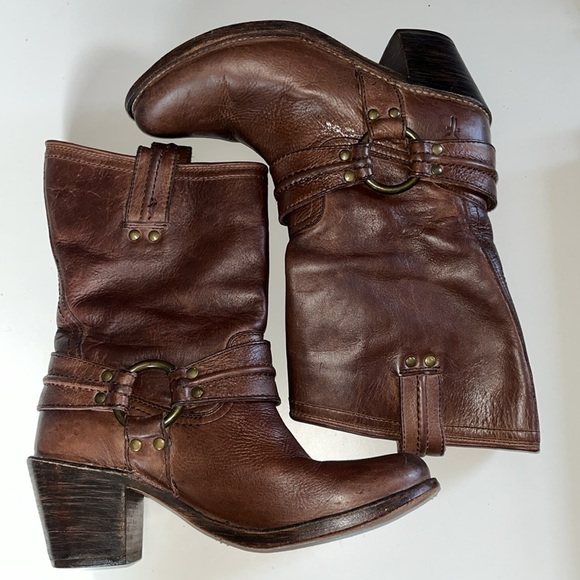 Frye boots-Carmen Harness Short Boots-Dark Brown size 7 B - Picture 7 of 16